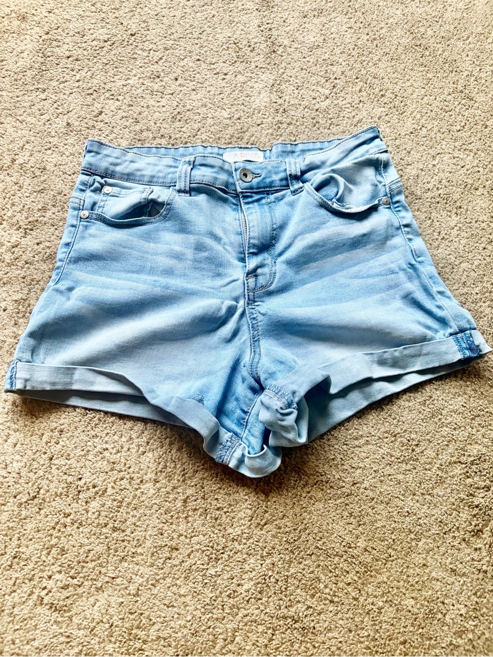 Ariya Light Blue Rolled Hem Denim Shorts